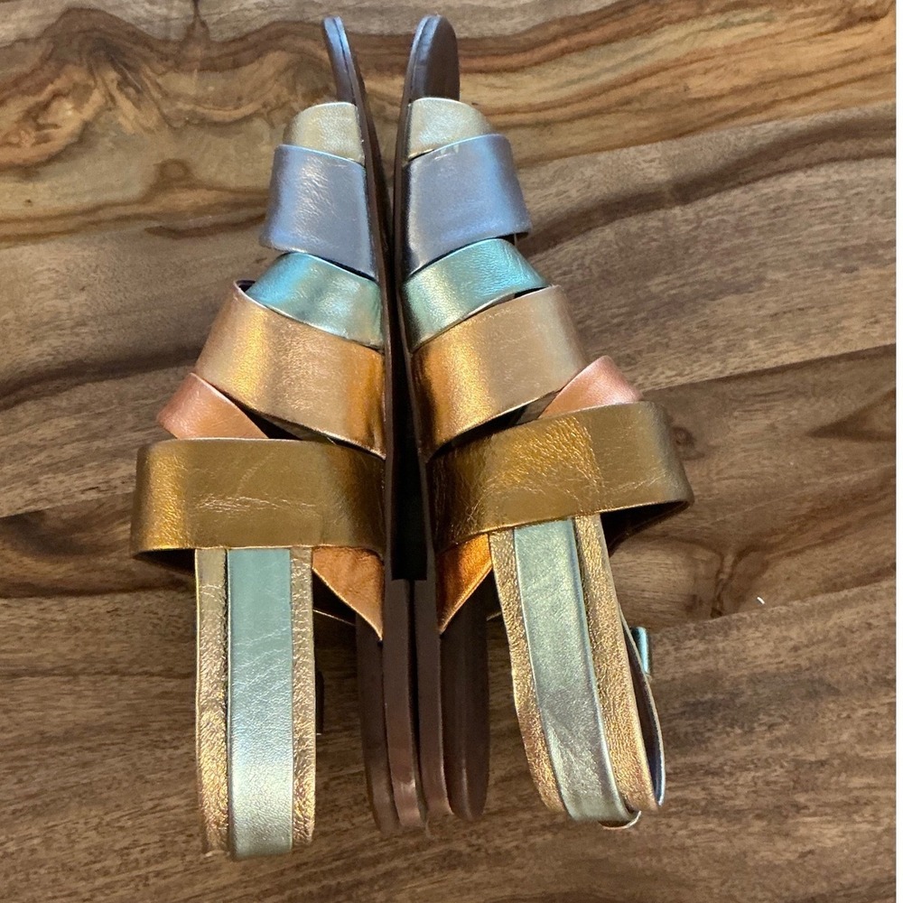 See By Chloe Nappa Laminata Metallic Leather Strappy Sandals Sz 38 Anthropologie - Picture 7 of 10